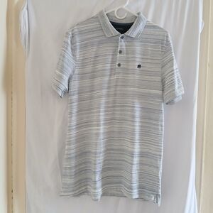 Banana Republic Blur Striped Logo Pique Polo Shirt L